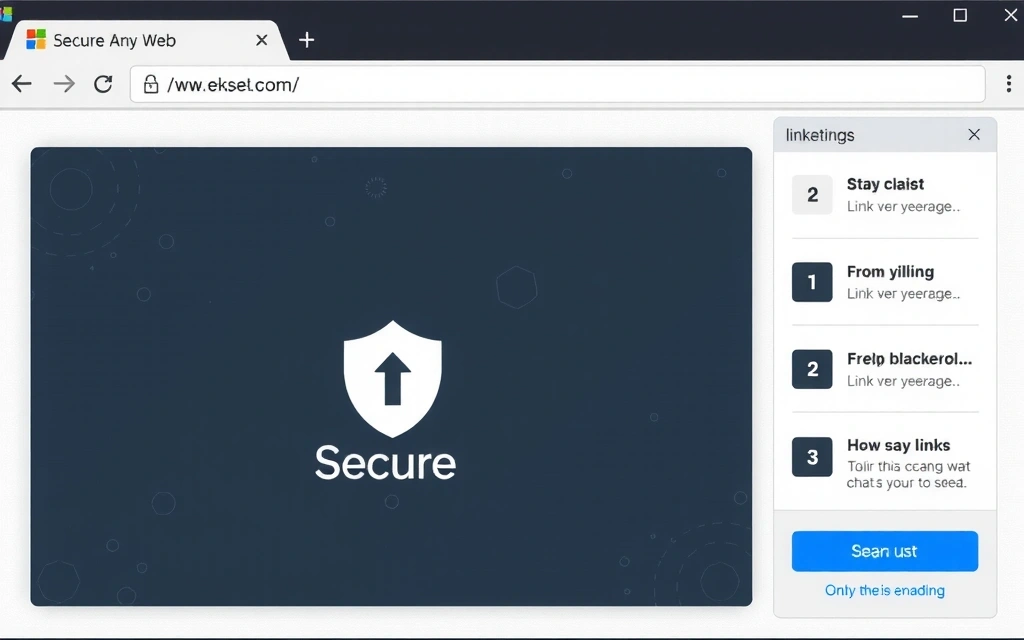 Ilustración de un navegador web con enlaces salientes a diferentes sitios, simbolizando navegación segura